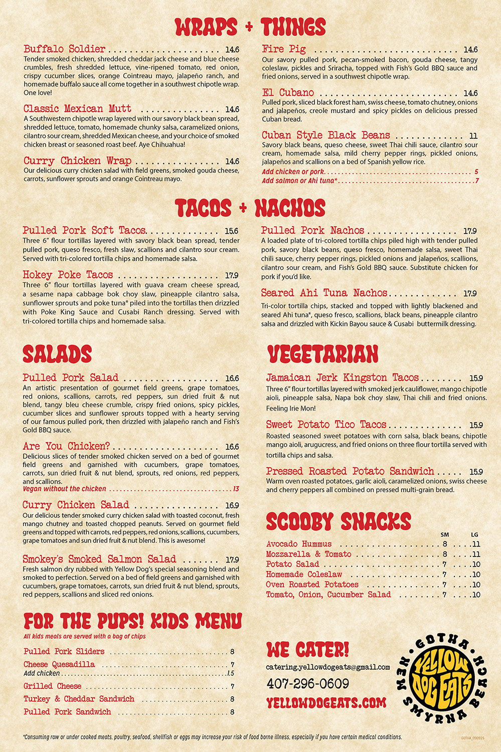 Yellow Dog Eats Menu - Gotha Location