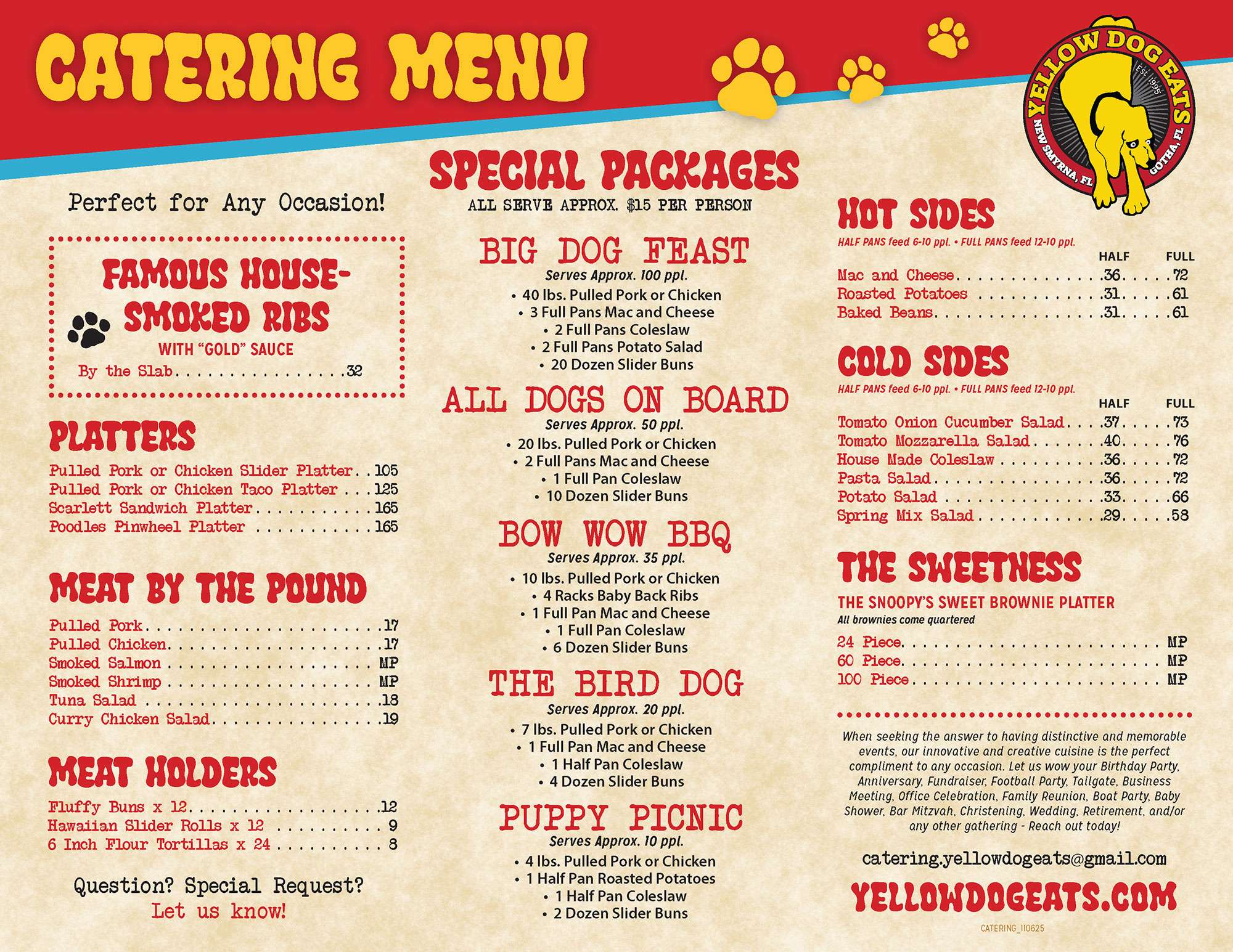 Yellow Dog Eats Catering Menu